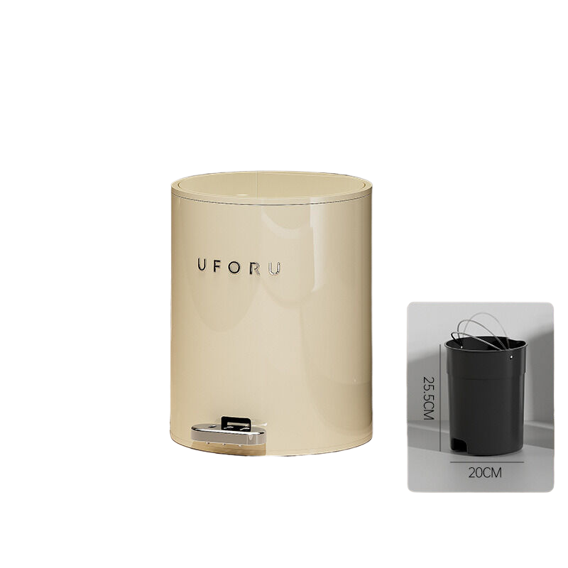 Cream white round iron double open trash can 9 liters 22.5cm * 28cm inner container 20 * 25.5