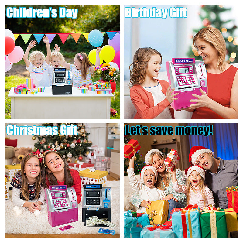 Kids ATM Savings Bank - Electronic Piggy Bank with Debit Card, PIN(Blue)