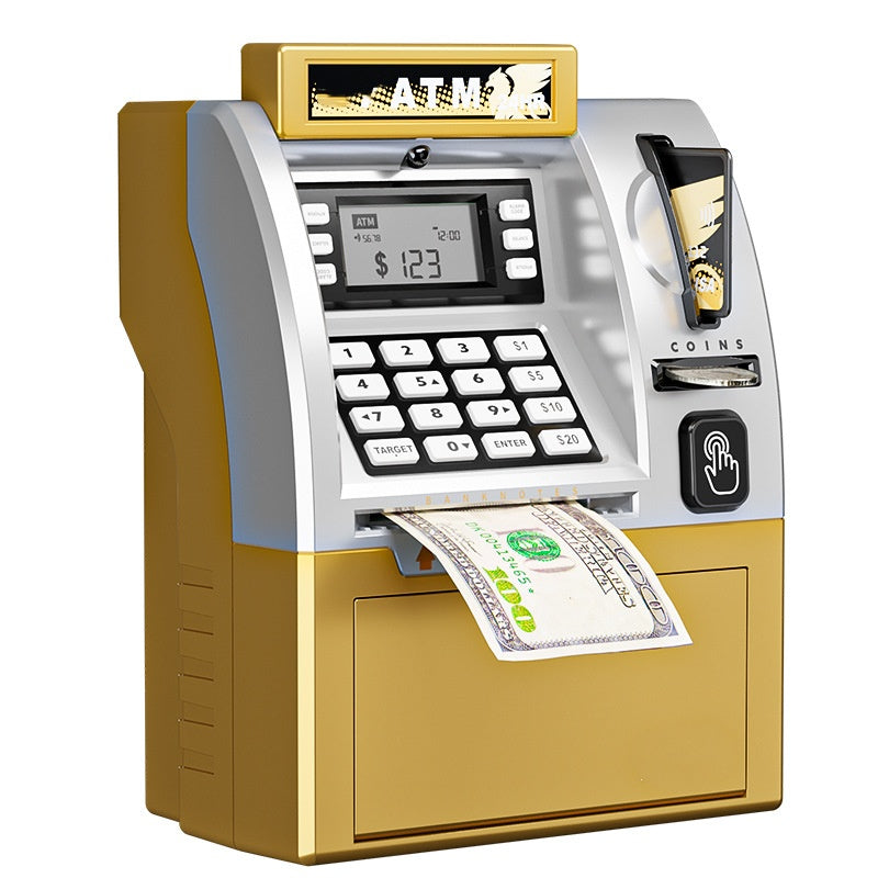 Kids ATM Savings Bank - Electronic Piggy Bank with Debit Card, PIN(Gold)