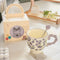Elegant Ceramic Mug with Sculpted Handle,400ml Vintage Inspired Pedestal Design(Roland purple)