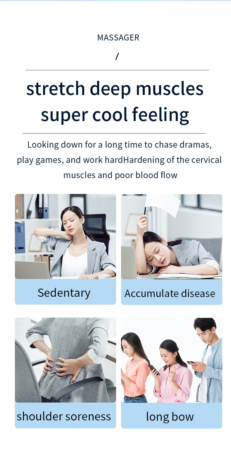 Smart Cervical Spine EMS Massager Sticker with Remote Control & Charging Case - 6 Modes, 16 Strengths(white)