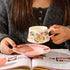 Vintage Floral Ceramic Coffee Cup & Saucer Set(White disc - pink flowers)