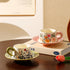 Vintage Floral Ceramic Coffee Cup & Saucer Set(Green disc - green sunflowers)