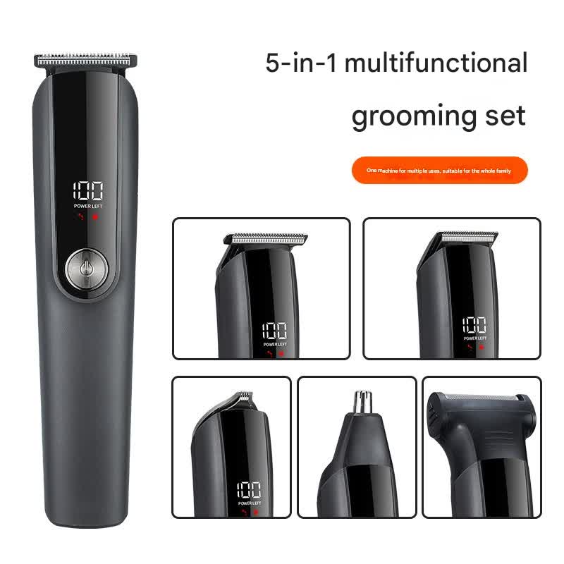5-in-1 Professional Men's Grooming Kit - Cordless Hair Clipper, Beard Trimmer(Silver)