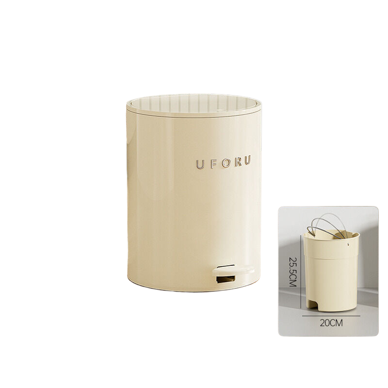 Cream white circular plastic double open trash can 9 liters 22.5cm * 28cm inner container 20 * 25.5