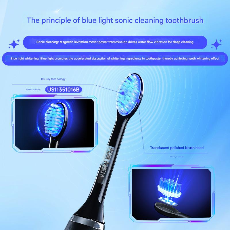 LED Sonic Electric Toothbrush - 2-in-1 Cleaning & Whitening, 4 Modes(black)