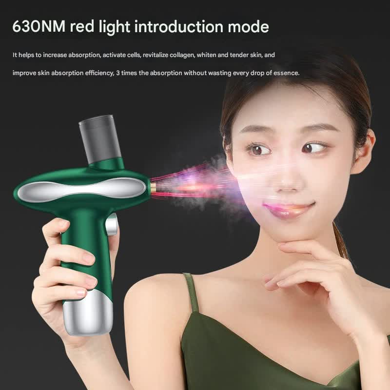Portable Nano Facial Steamer & Oxygen Sprayer with Red/Blue Light Therapy(pink)