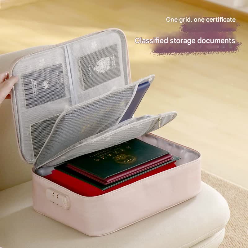 Multi-Functional Document & Certificate Organizer Bag with Combination Lock(Light blue)