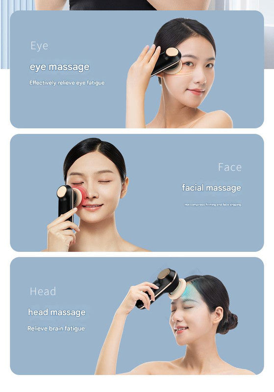 Mini Facial & Head Massager with Heat Therapy - USB-C Rechargeable, 3 Modes(Red)