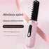 Cordless Hair Straightener Brush - 4000mAh USB-C Rechargeable, 4 Temps, Anti-Scald 3D Comb Design(white)