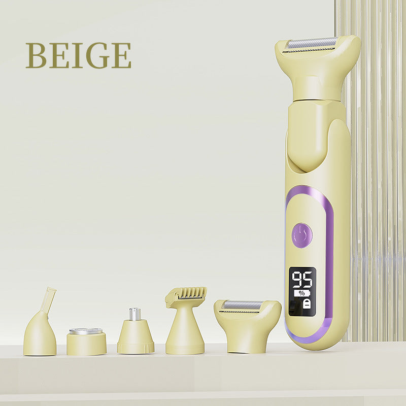 5-in-1 Electric Lady Shaver & Grooming Kit - LCD Display, USB-C Rechargeable, Full Body Hair Removal(Yellow)