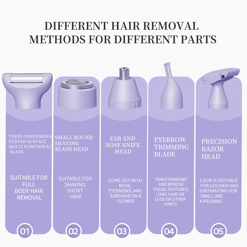 5-in-1 Electric Lady Shaver & Grooming Kit - LCD Display, USB-C Rechargeable, Full Body Hair Removal(Yellow)