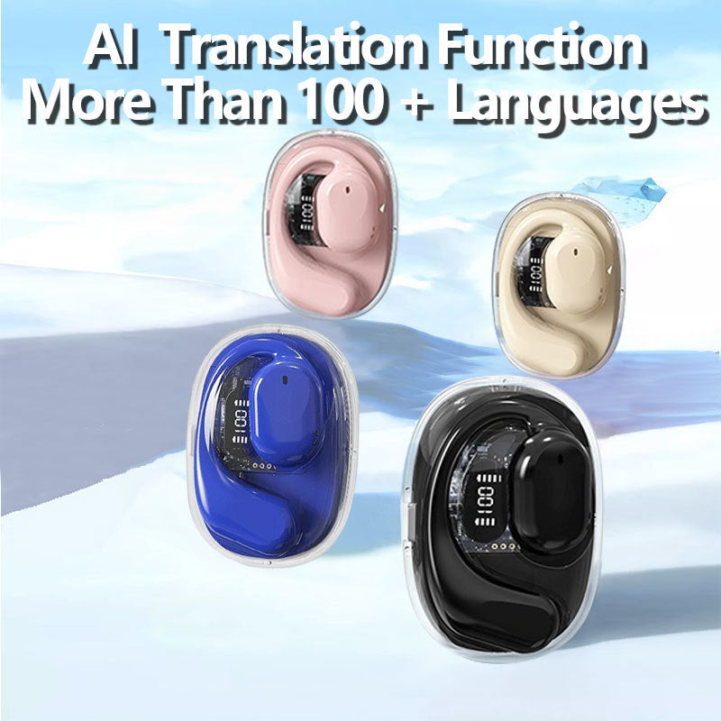 OWS Open-Ear TWS Earbuds with AI Translation - Bluetooth 5.4, 360 ACS Sound, LED Display Case(Black)