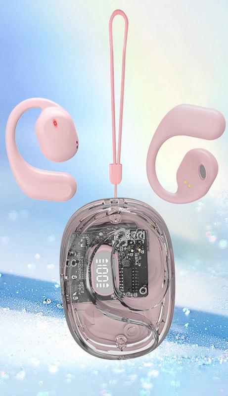 OWS Open-Ear TWS Earbuds with AI Translation - Bluetooth 5.4, 360 ACS Sound, LED Display Case(Pink)