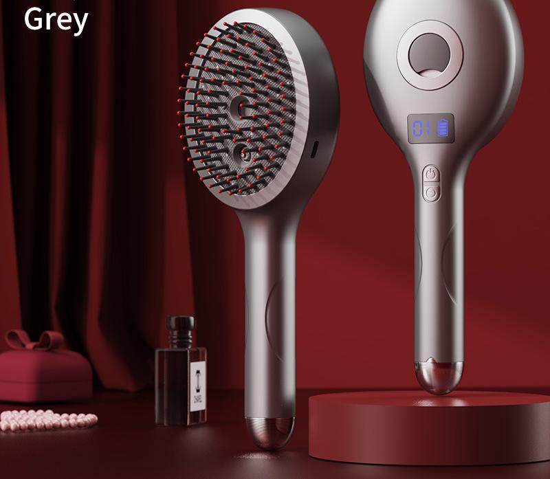 4-in-1 SPA Scalp Care Massage Comb - Red Light Therapy, Nano Steam & Vibration, USB-C Rechargeable(grey)