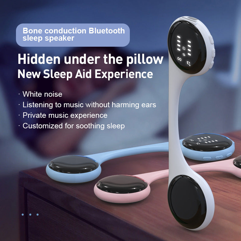 Under-Pillow Bone Conduction Sleep Speaker - Bluetooth 5.4, White Noise, TF Card, LED Display & Timer(Gray)