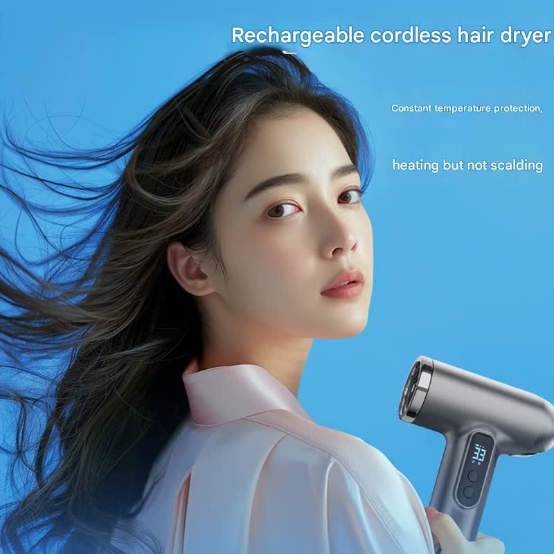 Cordless Rechargeable Hair Dryer - 120,000 RPM High-Speed Motor, 15600mAh Battery, Hot & Cold Air(white)