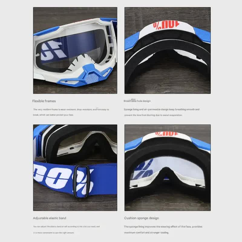 Pro Motocross Goggles - Windproof, UV400 Protection with TPU Frame & PC Lens, Adjustable Strap(Yellow frame,gold lens)