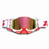 Pro Motocross Goggles - Windproof, UV400 Protection with TPU Frame & PC Lens, Adjustable Strap(White frame,red lens)