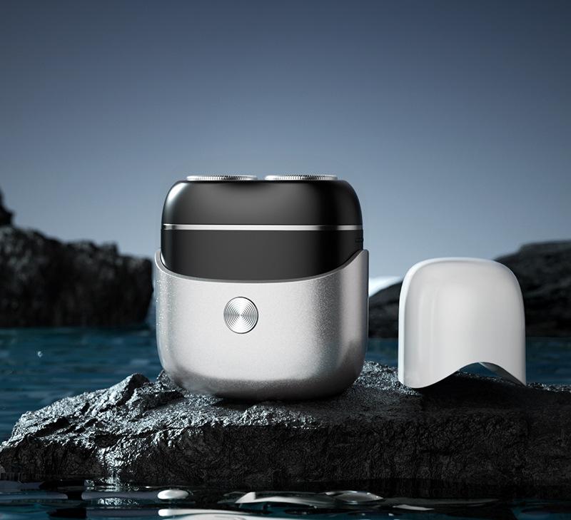 Mini Portable Electric Shaver - Dual Floating Heads, USB-C Fast Charge, Waterproof, Magnetic Design(Silver)