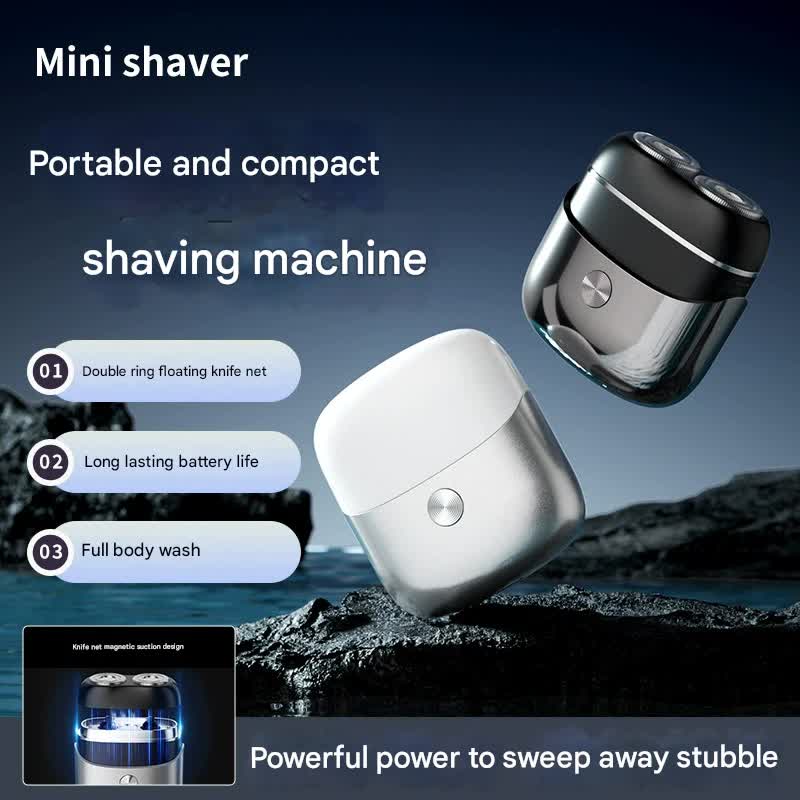 Mini Portable Electric Shaver - Dual Floating Heads, USB-C Fast Charge, Waterproof, Magnetic Design(Silver)