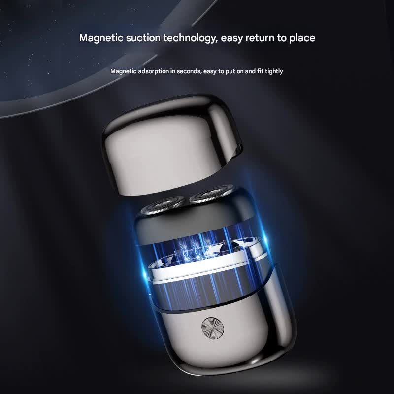 Mini Portable Electric Shaver - Dual Floating Heads, USB-C Fast Charge, Waterproof, Magnetic Design(Silver)