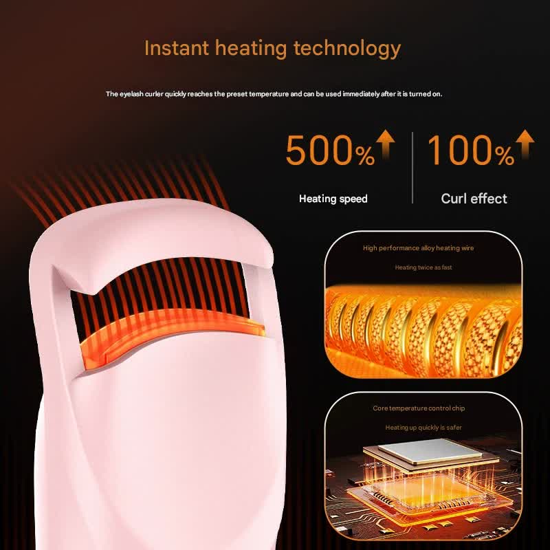 Electric Heated Eyelash Curler - USB-C Rechargeable, Fast Heating, Long-Lasting Curl(Apricot)