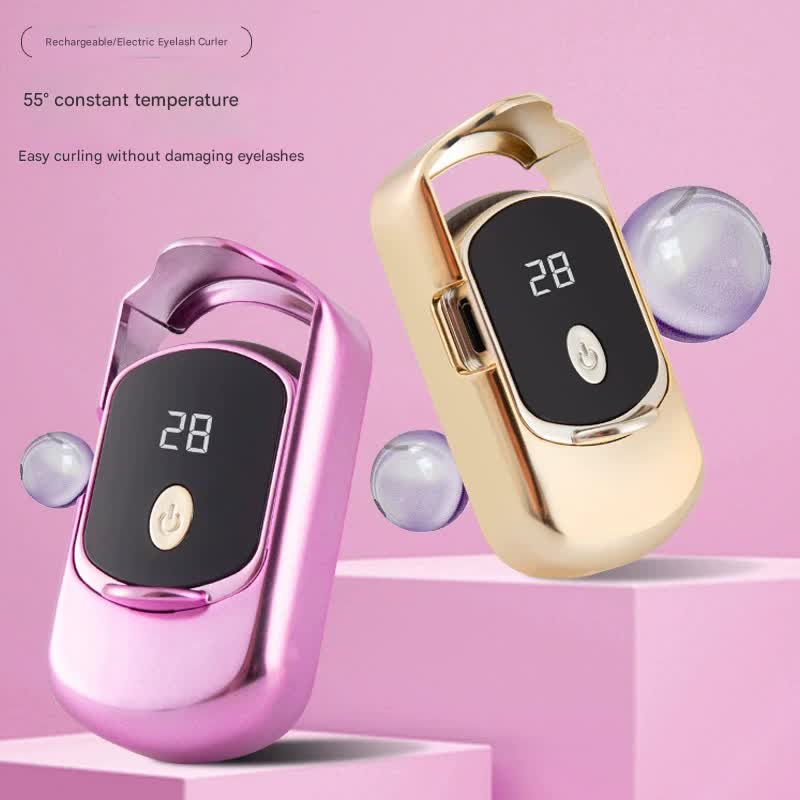 2pc Rechargeable Electric Heated Eyelash Curler - 55C Constant Temperature, LED Display, Gentle Curling(Purple)