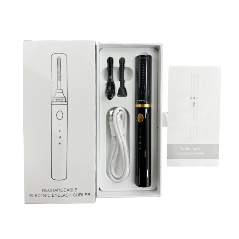 Rechargeable Heated Eyelash Curler Wand - 3 Temperature Gears, Type-C Charging, All-Day Curl(Black)