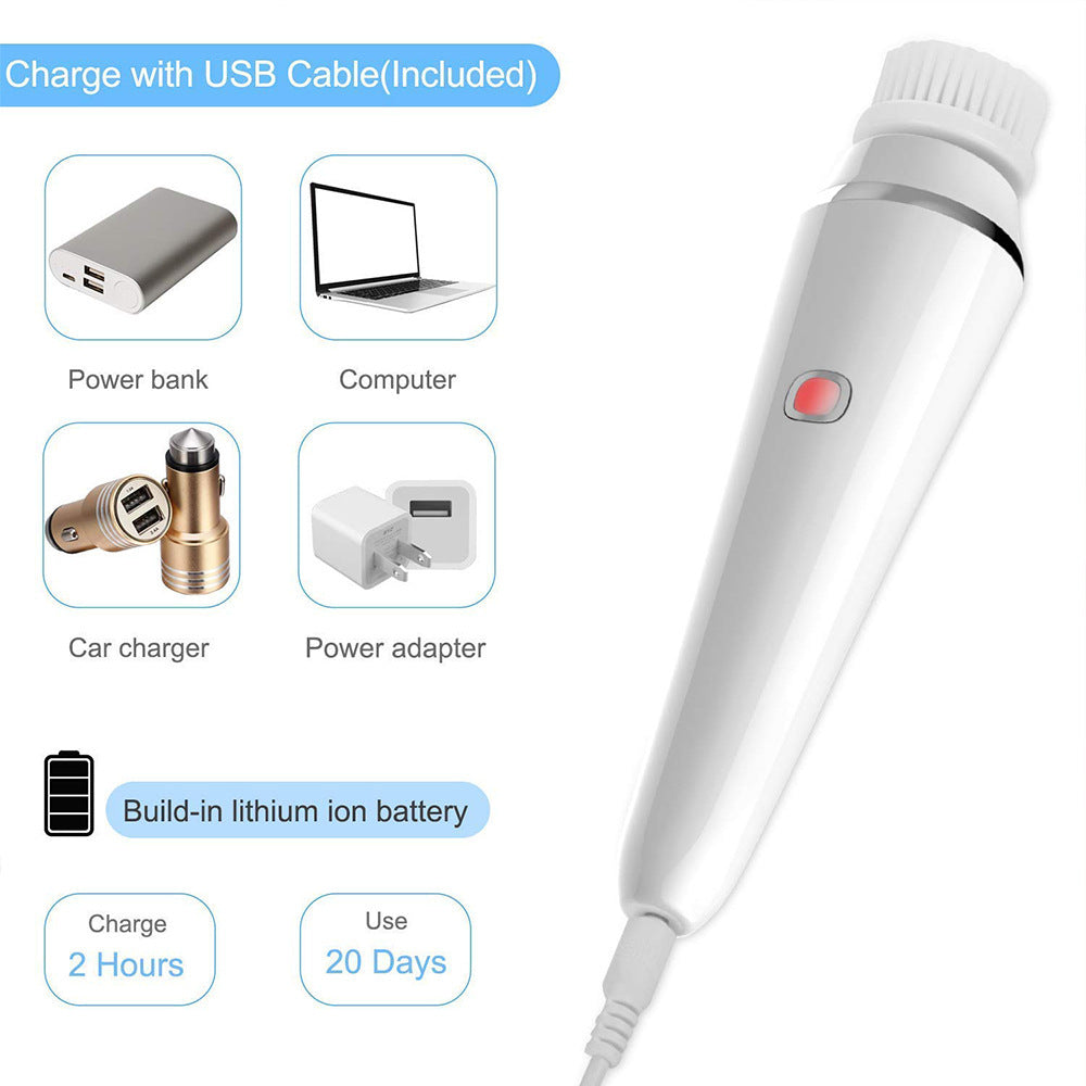 4-in-1 Electric Facial Cleansing Brush & Massager - IPX6 Waterproof, 3 Speeds, Bi-Directional Spin, USB Rechargeable(Light green)
