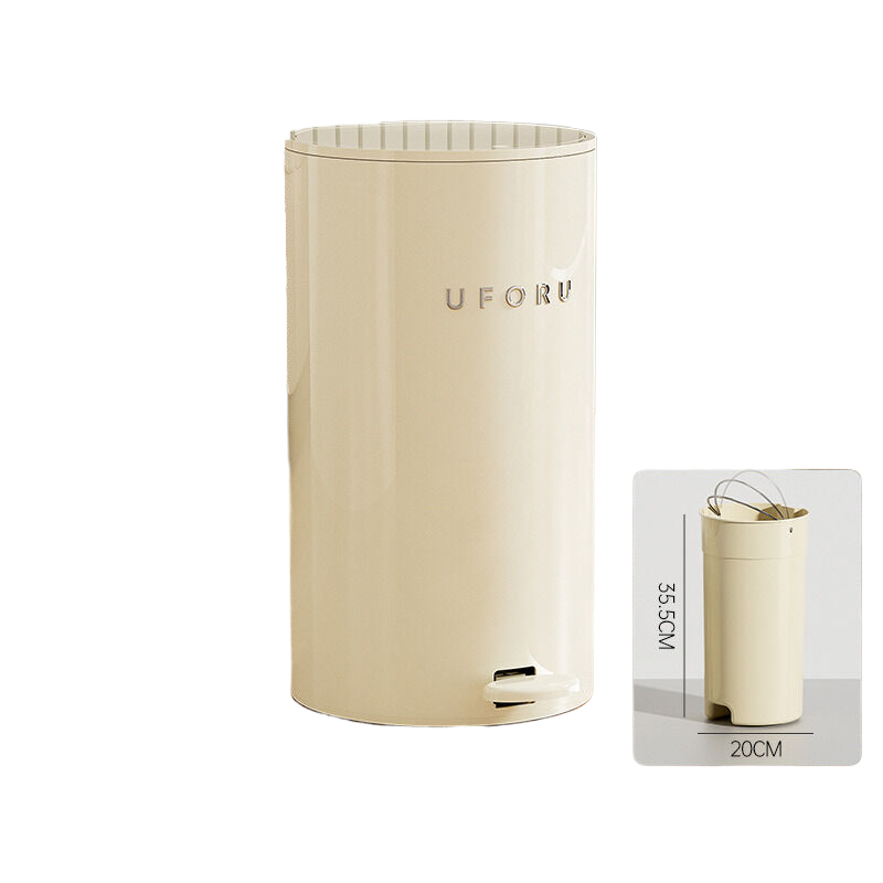Cream white circular plastic double open trash can 15 liters 22.5cm * 39cm inner container 20 * 35.5