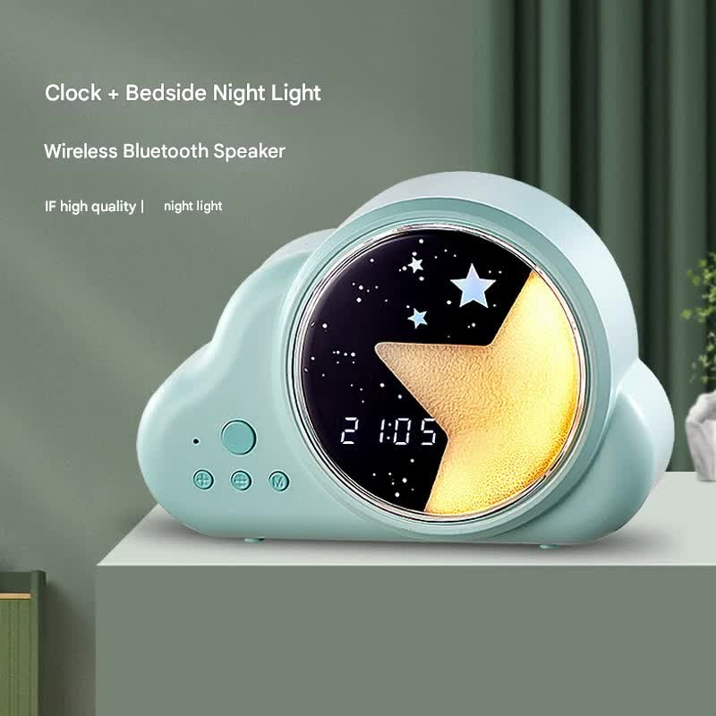 3-in-1 Retro Cloud Alarm Clock with Bluetooth Speaker & Starry Night Light - USB Rechargeable(Beige)