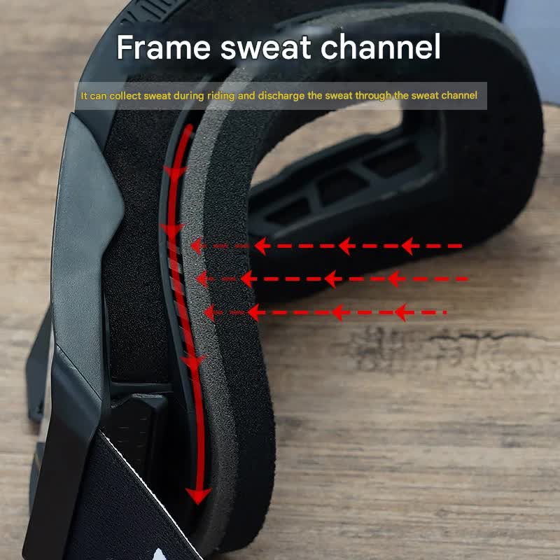 Professional Motocross & Ski Goggles - HiPER Lens, TPU Frame(Black frame with white belt and silver lens)