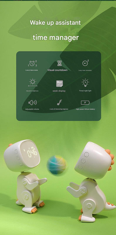 Adorable Dinosaur Alarm Clock & Visual Timer - Kids' Wake-Up Helper with Night Light & Multiple Ringtones(pink)