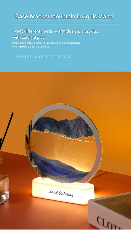 Moving Sand Art Picture with LED Night Light Base - USB Powered, Relaxing Desktop Decor(Purple)