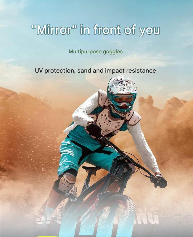 Panoramic Outdoor Sports Goggles - UV Protection, Windproof, Anti-Fog & Impact Resistant(Yellow frame + green film)