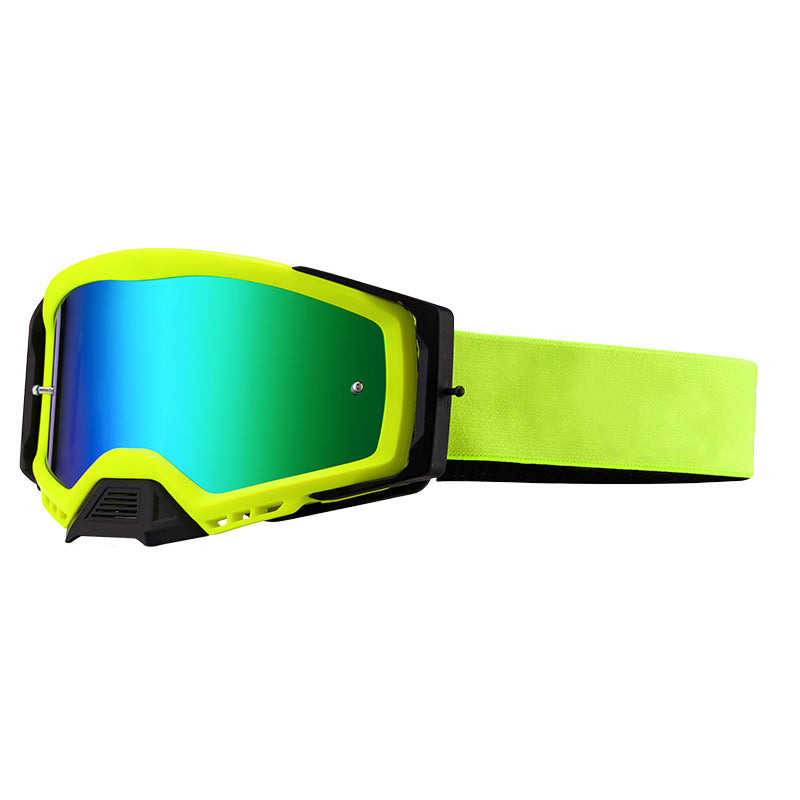 Panoramic Outdoor Sports Goggles - UV Protection, Windproof, Anti-Fog & Impact Resistant(Cyan-green frame + green film)