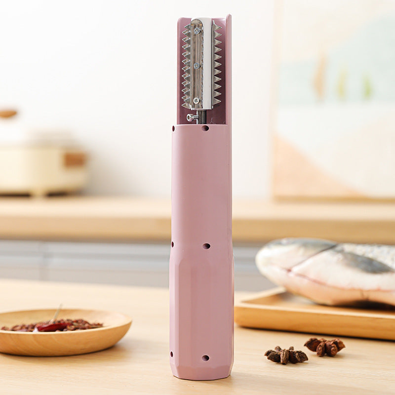 Electric Fish Scaler - Waterproof, Stainless Steel, Brushless Motor, Infinitely Variable Speed(pink)