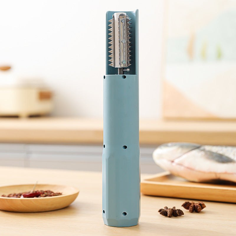 Electric Fish Scaler - Waterproof, Stainless Steel, Brushless Motor, Infinitely Variable Speed(blue)