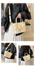 Chic Print Tote Bag with Bear Charm - Versatile Handbag & Crossbody(black)