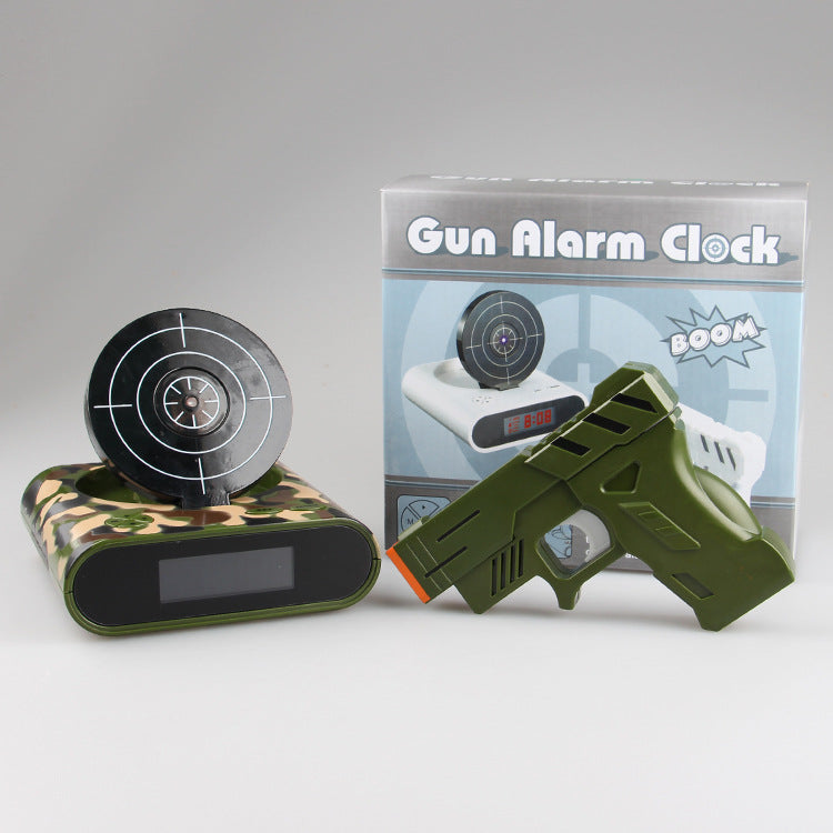 Gun Alarm Clock - Target Shooting Alarm with Infrared Gun, Recordable Alarm & Game Modes(Camouflage)