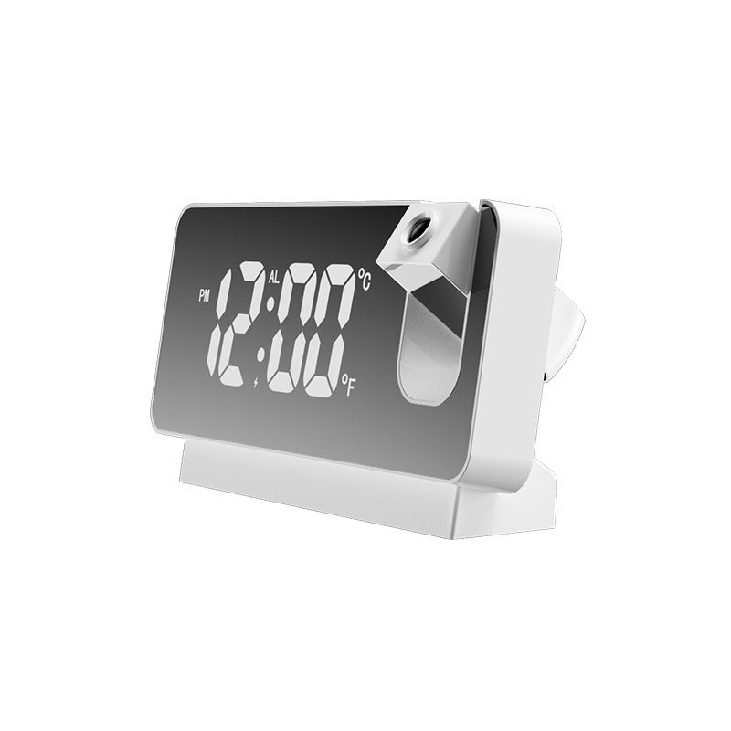 LED Digital Projection Alarm Clock - Temperature, Date, Snooze & 180 Adjustable Projector(White shell white light)