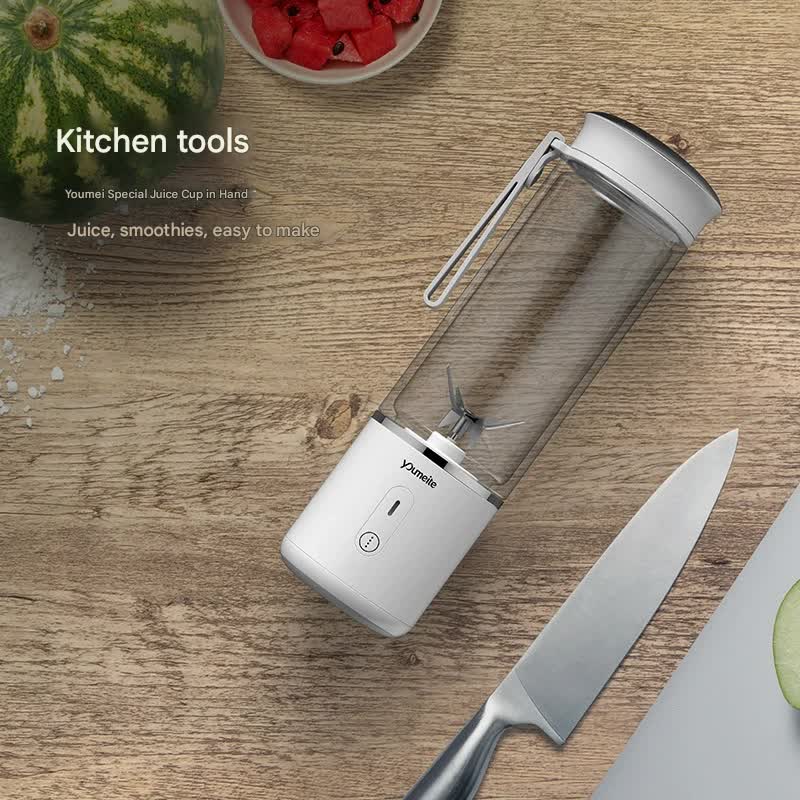 Portable Electric Juicer Blender - 450ml Glass Cup, 6-Blade, 20000RPM, USB Rechargeable(Pink)