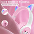 Cute Cat Ear Wireless Headphones - BT5.3, LED Lights, TF Card Slot, Soft Protein Padding(black)
