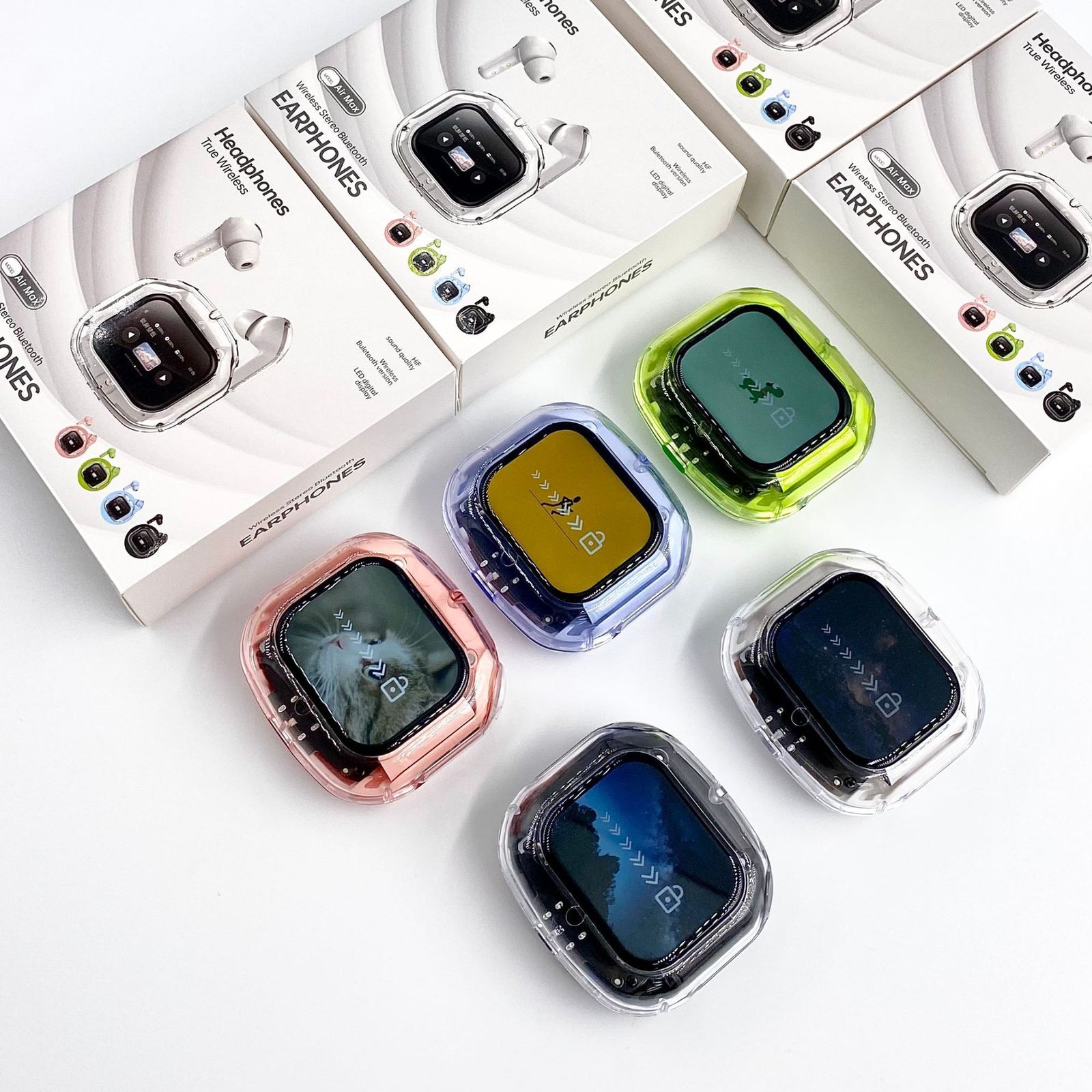 Transparent TWS Wireless Earbuds with Smart Call Noise Reduction & LED Display Case - Bluetooth 5.4(blue)