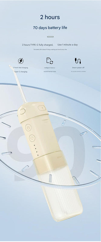 Portable Water Flosser - 70-Day Battery, 4 Modes, 5 Nozzles, IPX7 Waterproof, 200ml Telescopic Tank(white)