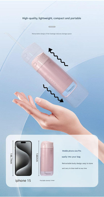 Portable Water Flosser - 70-Day Battery, 4 Modes, 5 Nozzles, IPX7 Waterproof, 200ml Telescopic Tank(Blue)