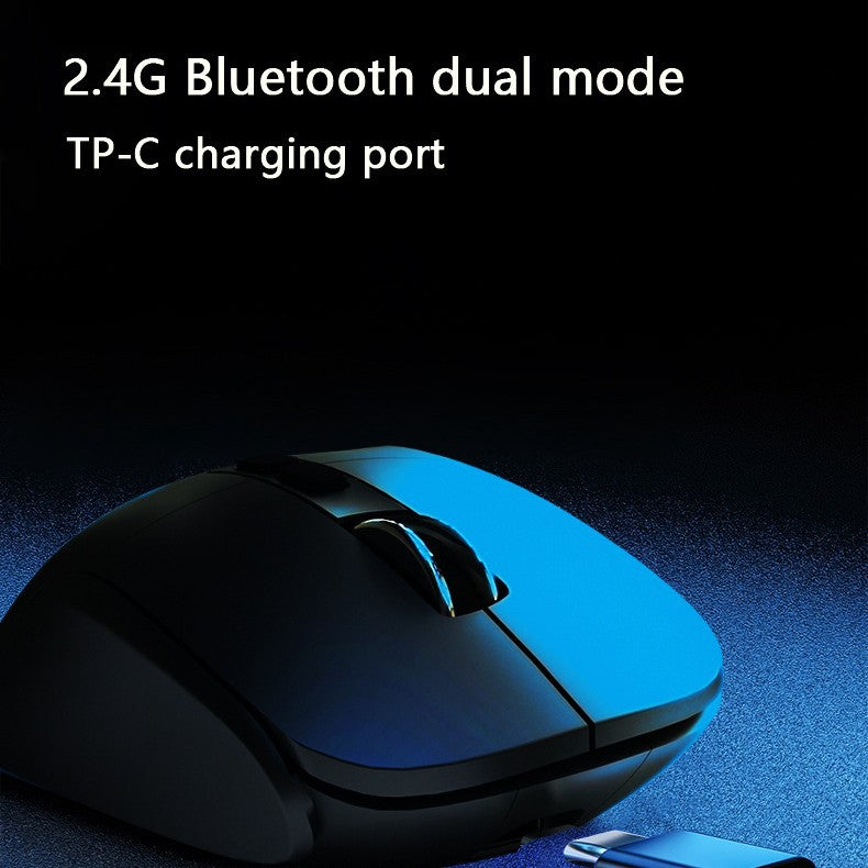 Ergonomic Vertical Wireless Mouse - Dual Mode (2.4G + Bluetooth), RGB Light, Rechargeable 500mAh Battery(Blue)