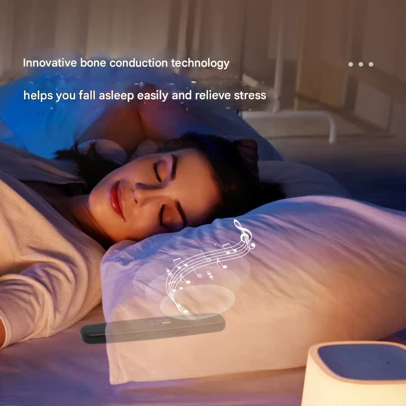 Under-Pillow Bone Conduction Sleep Sound Device - Bluetooth 5.3, TF Card, 8H Playtime & Timer(Pink)