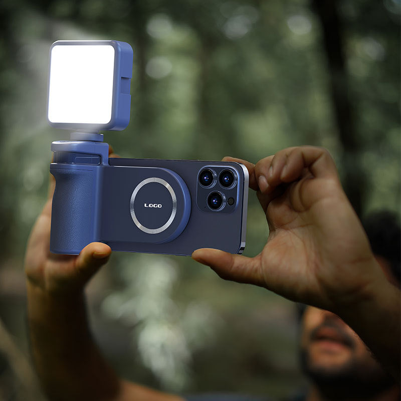 MagSafe Compatible Camera Grip & Phone Stand with Detachable Bluetooth Remote - Versatile Photography Assistant(grey)